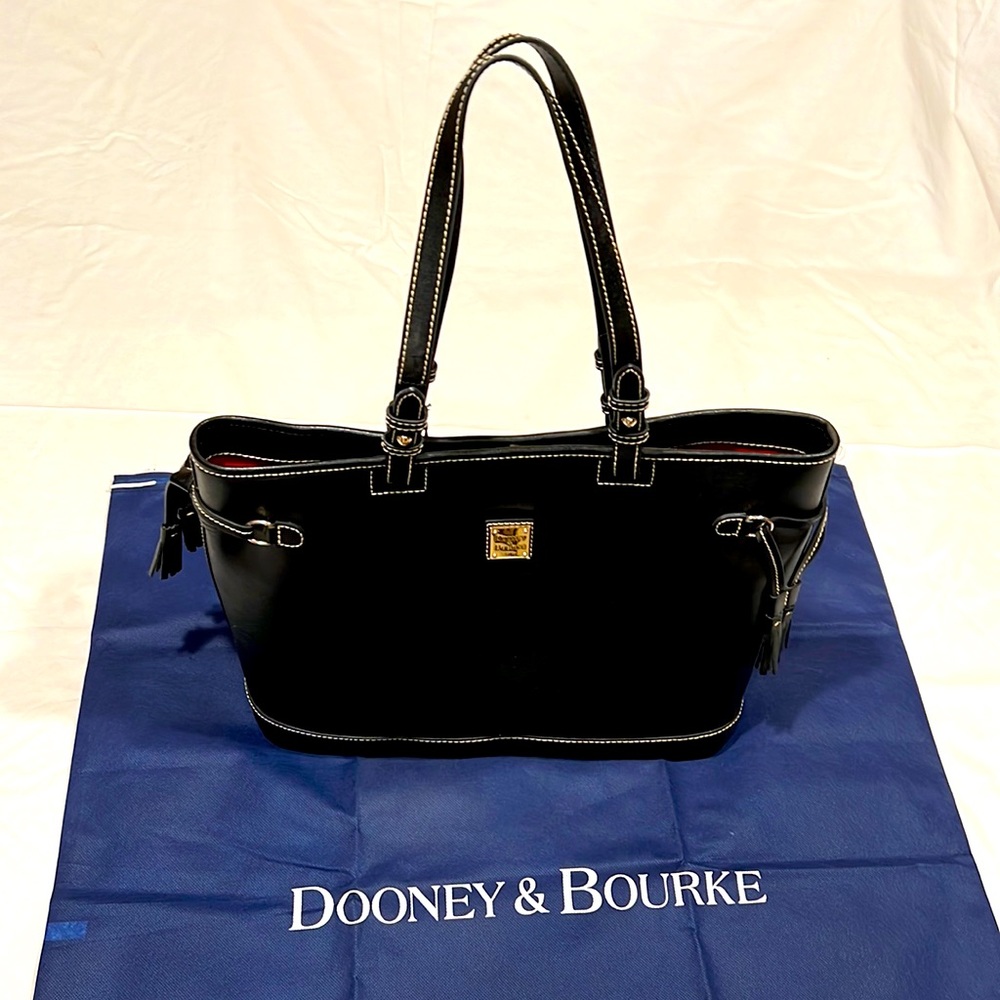 Dooney & Bourke Black Double Strap Tassel Bag